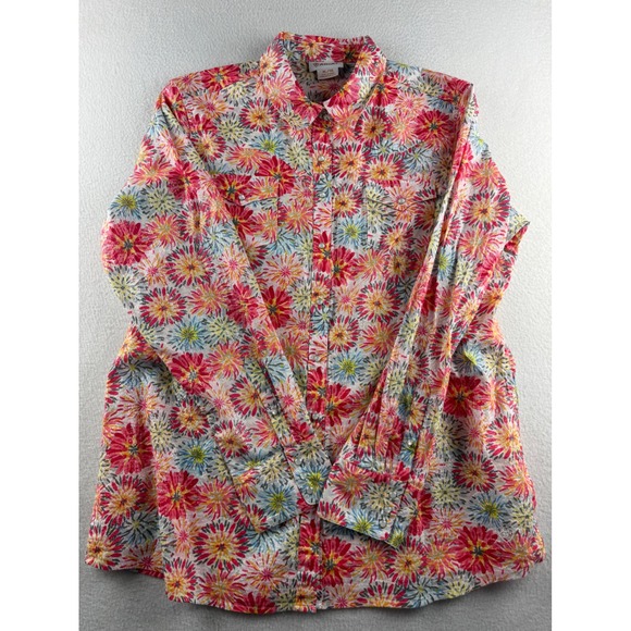 Ariat Tops - Ariat Womens XL Floral Snap Front Western Shirt Metallic Stripe Long Sleeve